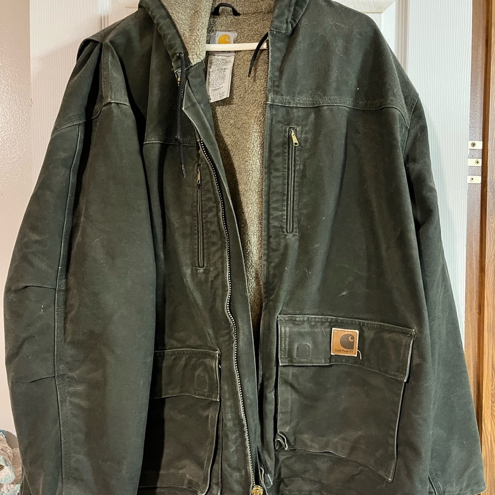 Carhartt C95 Sandstone Jackson Coat in Army Green XL Hooded Military Jacket